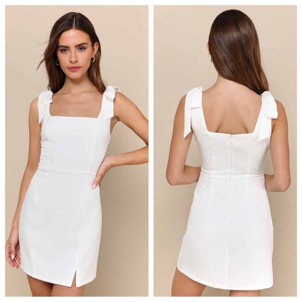 Lulus Your Sweetie White Tie-Strap Mini Dress
